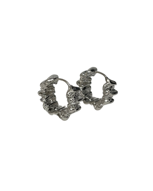 Mini Waves Silver Hoops
